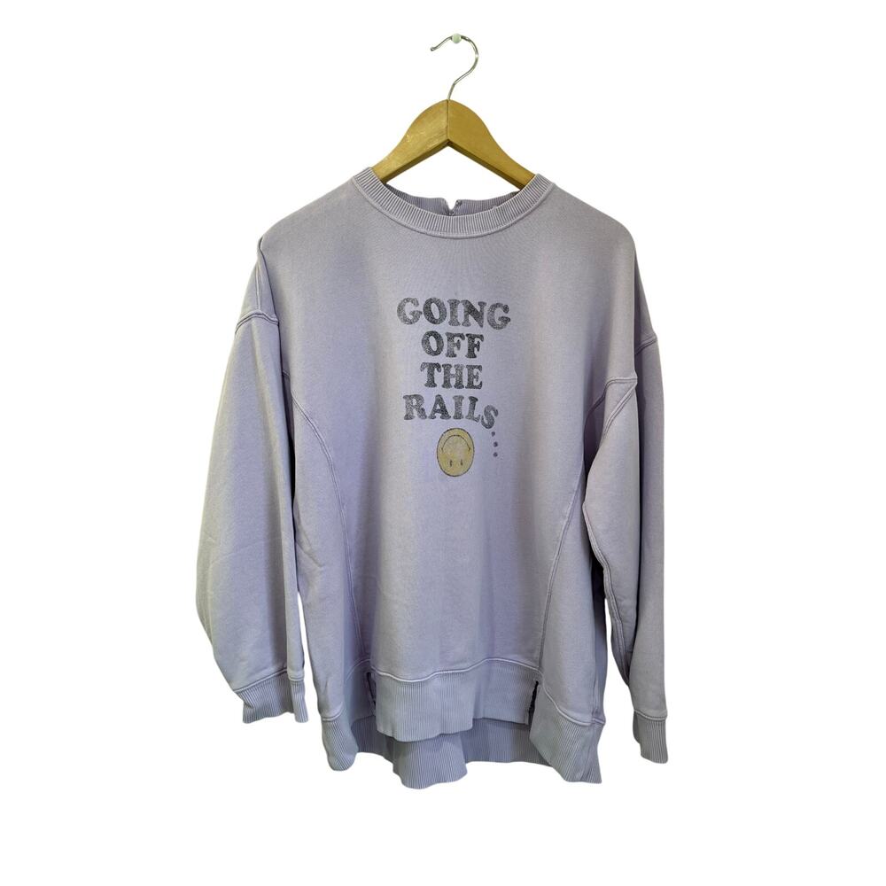 Aerie Oversized Graphic Sweatshirt Purple Cozy Casual Pullover Size S Trendy